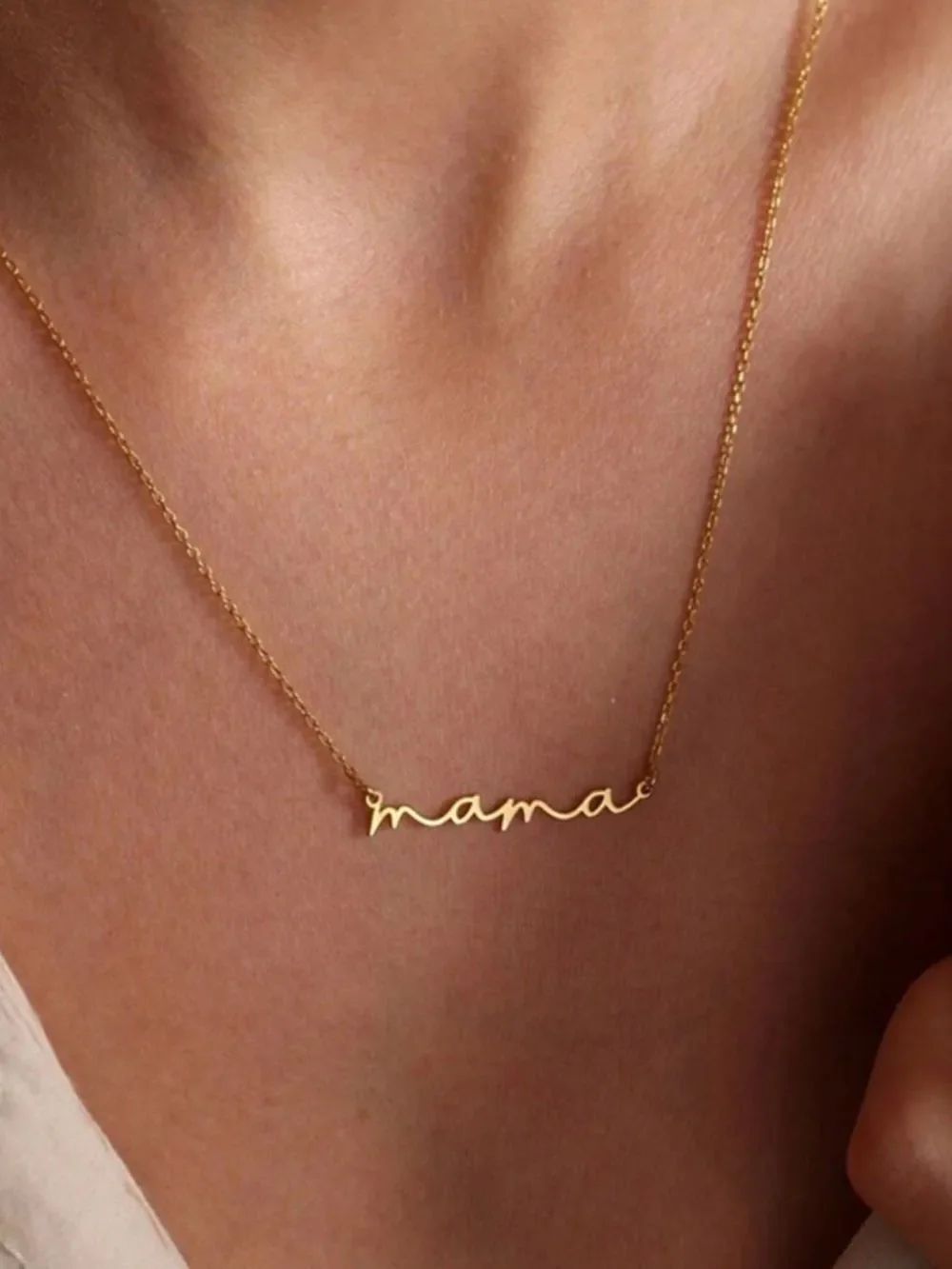Gold "mama" Script Name Necklace - Women Jewelry R 518
